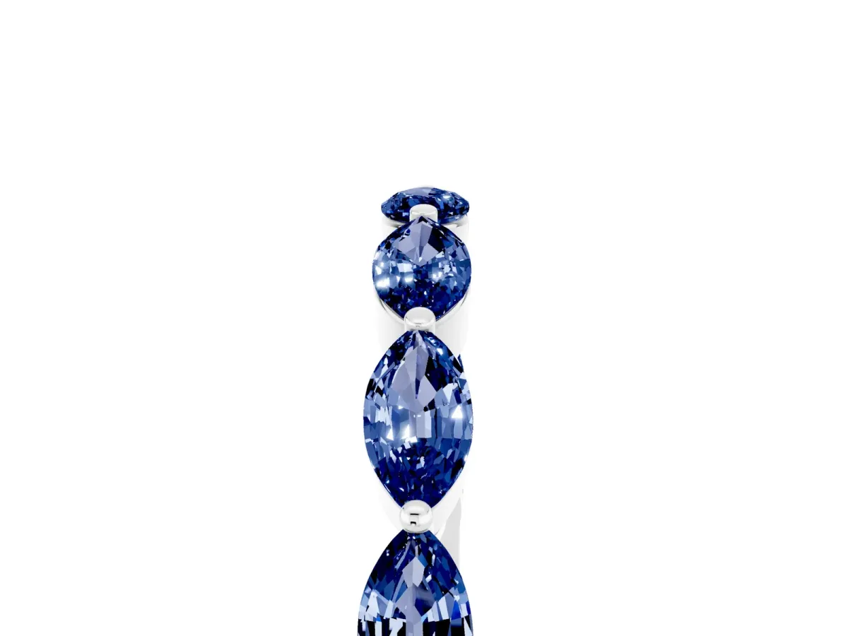 Marquise Blue Sapphire Half Eternity Band with Prong Setting White gold