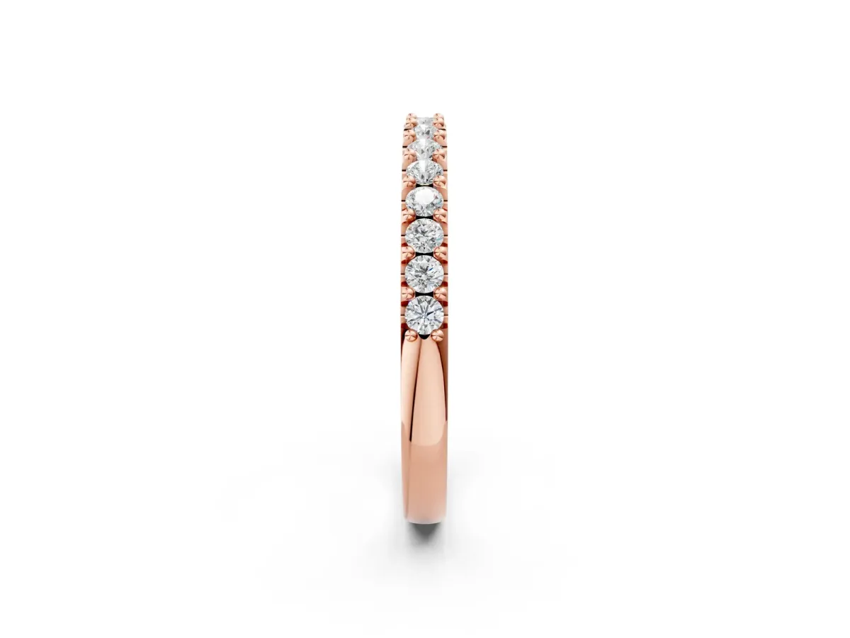 Round Diamond Pavé Set Half Eternity Band Rose gold