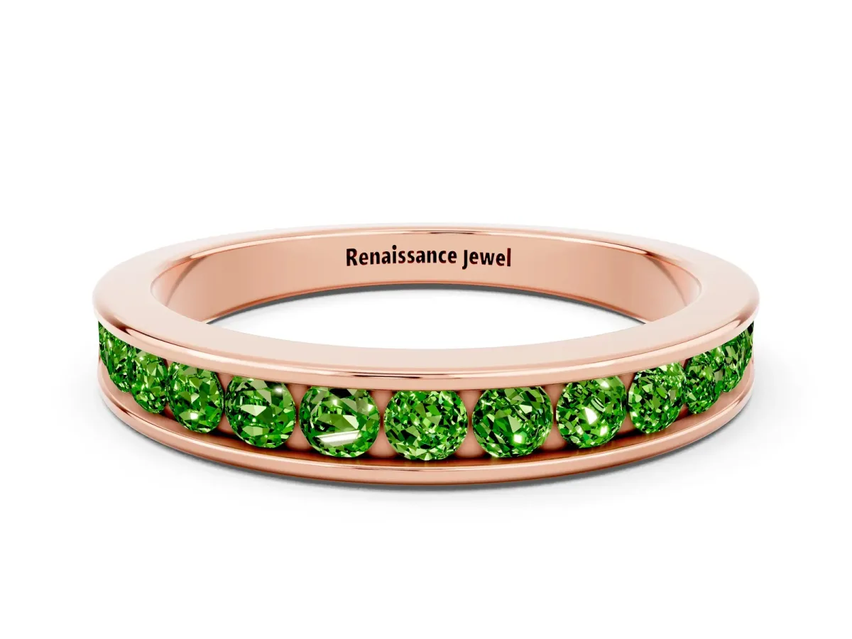 Channel Set Round Peridot Eternity Band Rose gold