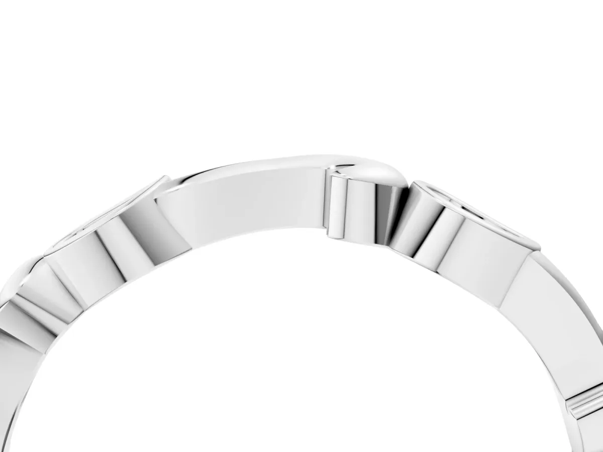 Marquise Diamond Leaf Twist Eternity Band with Bezel Setting White gold