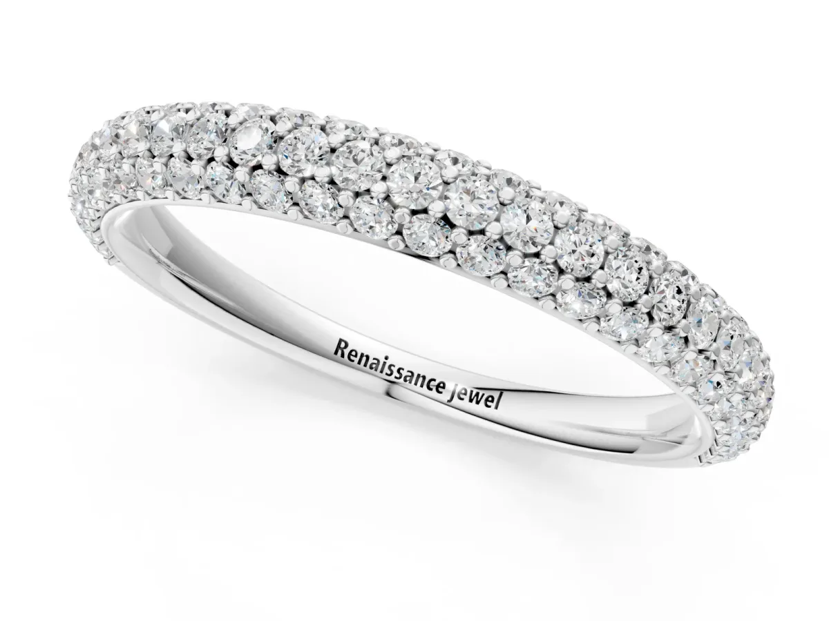 Round Diamond Pavé Eternity Band with Shared Prong Setting Silver