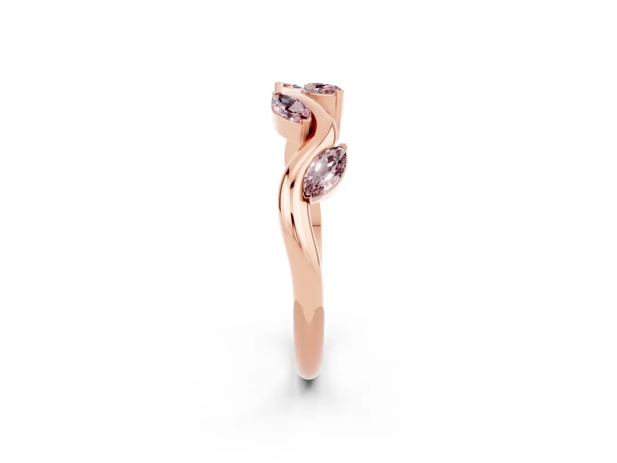Marquise Morganite Twisted Band with Prong Setting Rose gold