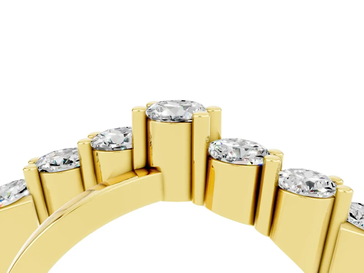 Round Moissanite Prong-Set Crossover Band Yellow gold