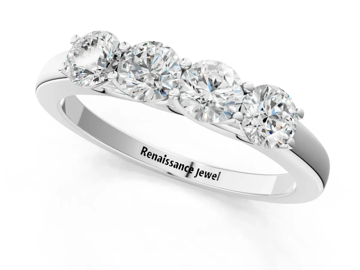 Four-Stone Round Diamond Prong-Set Band Silver