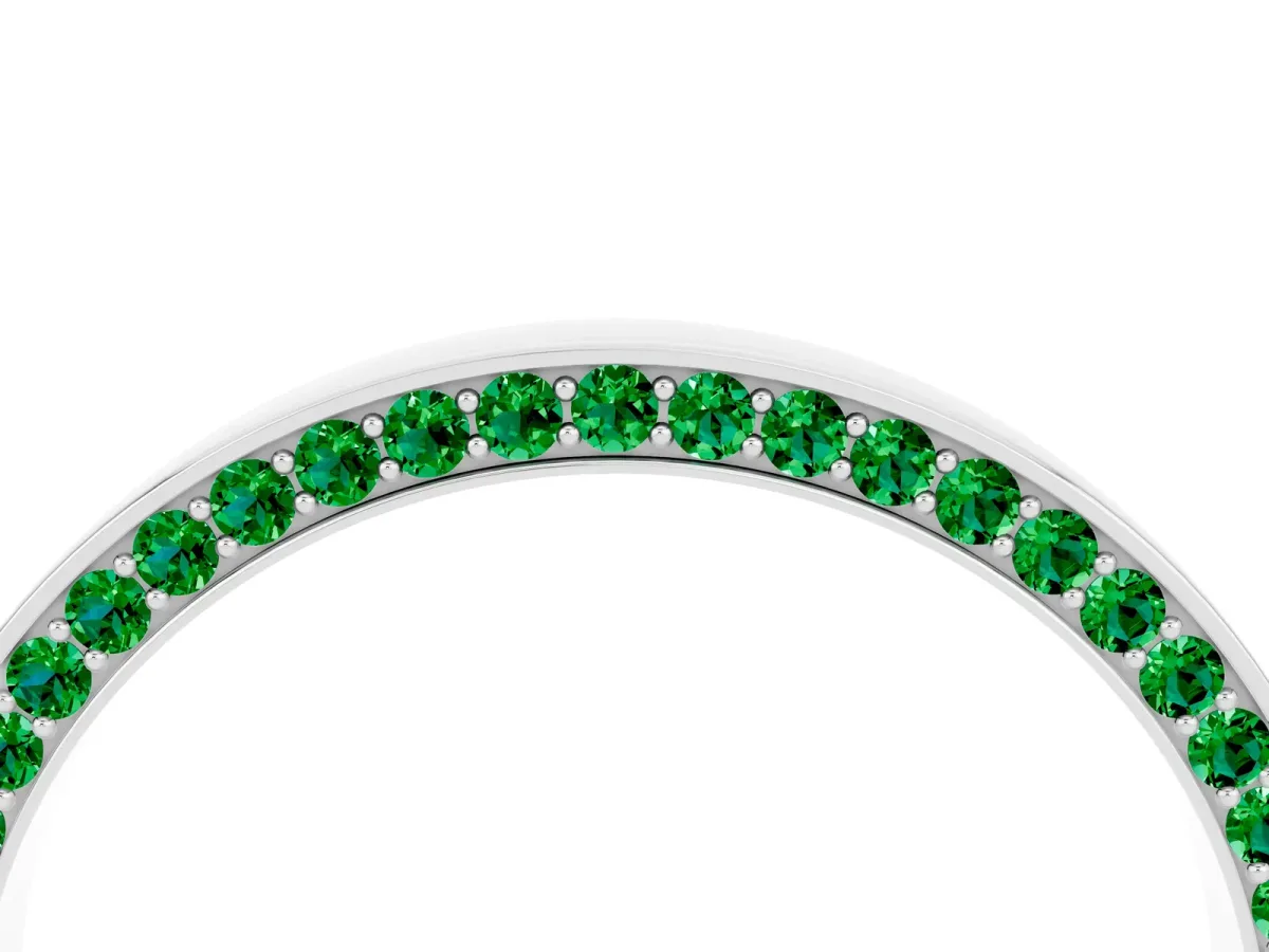 Pavé Round Emerald Channel Set Band Silver