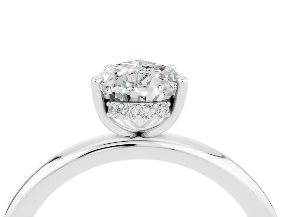 Pear Cut Moissanite Solitaire Ring with Thin Band and Four-Prong Setting Silver