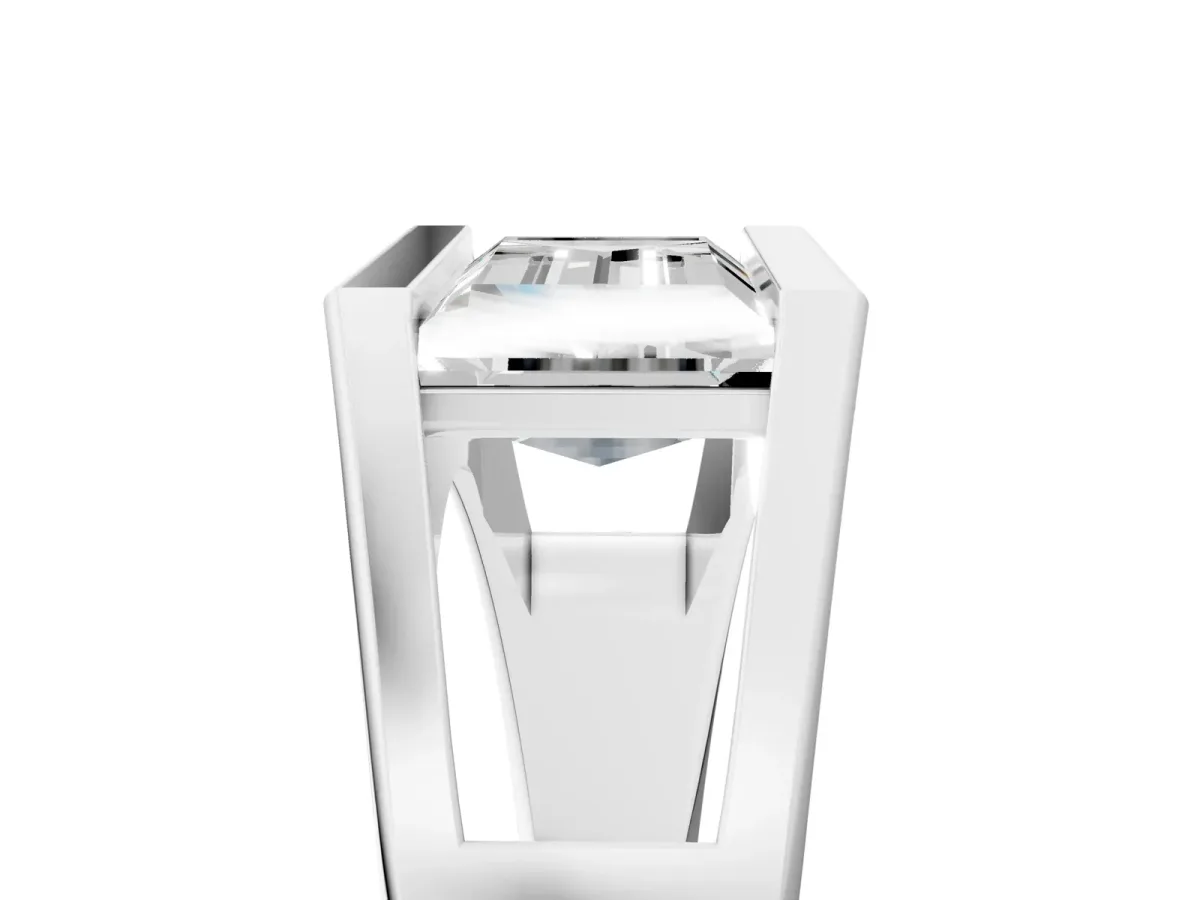 Baguette Diamond Geometric Solitaire Ring Platinum
