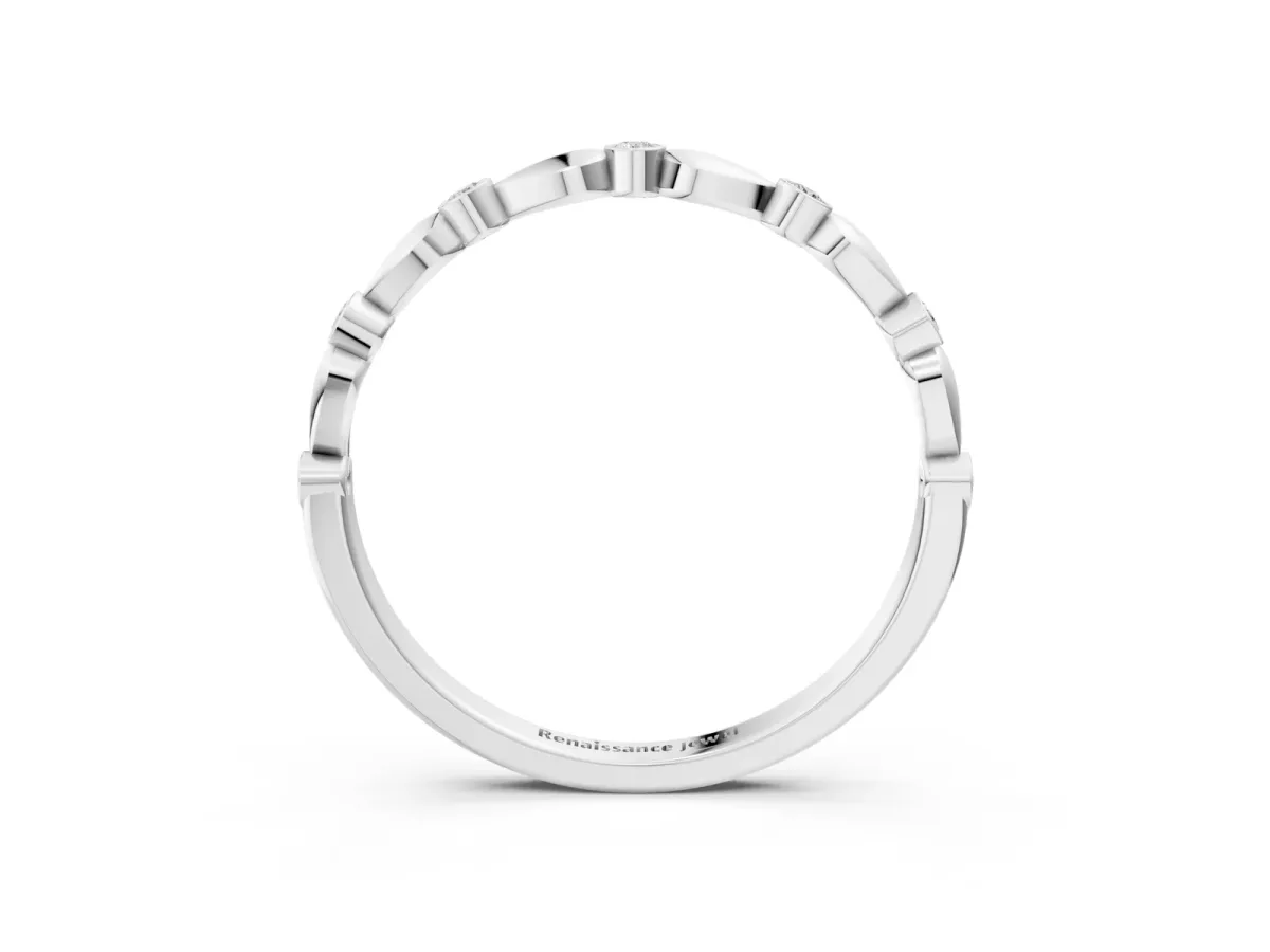 Bezel-Set Round Diamond Marquise Eternity Band Platinum