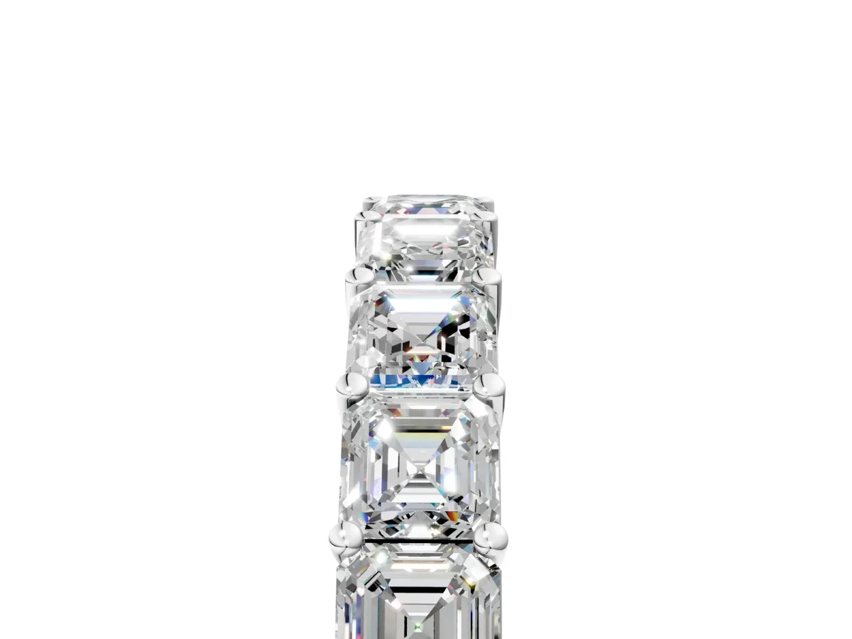 Asscher Cut Half Eternity Band with Shared Prong Setting Silver