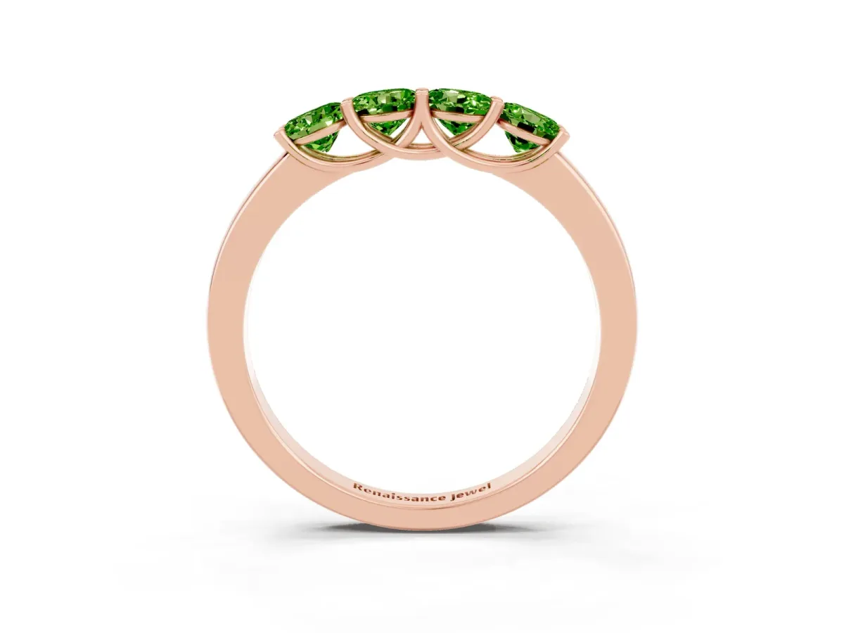 Four-Stone Round Peridot Prong-Set Band Rose gold