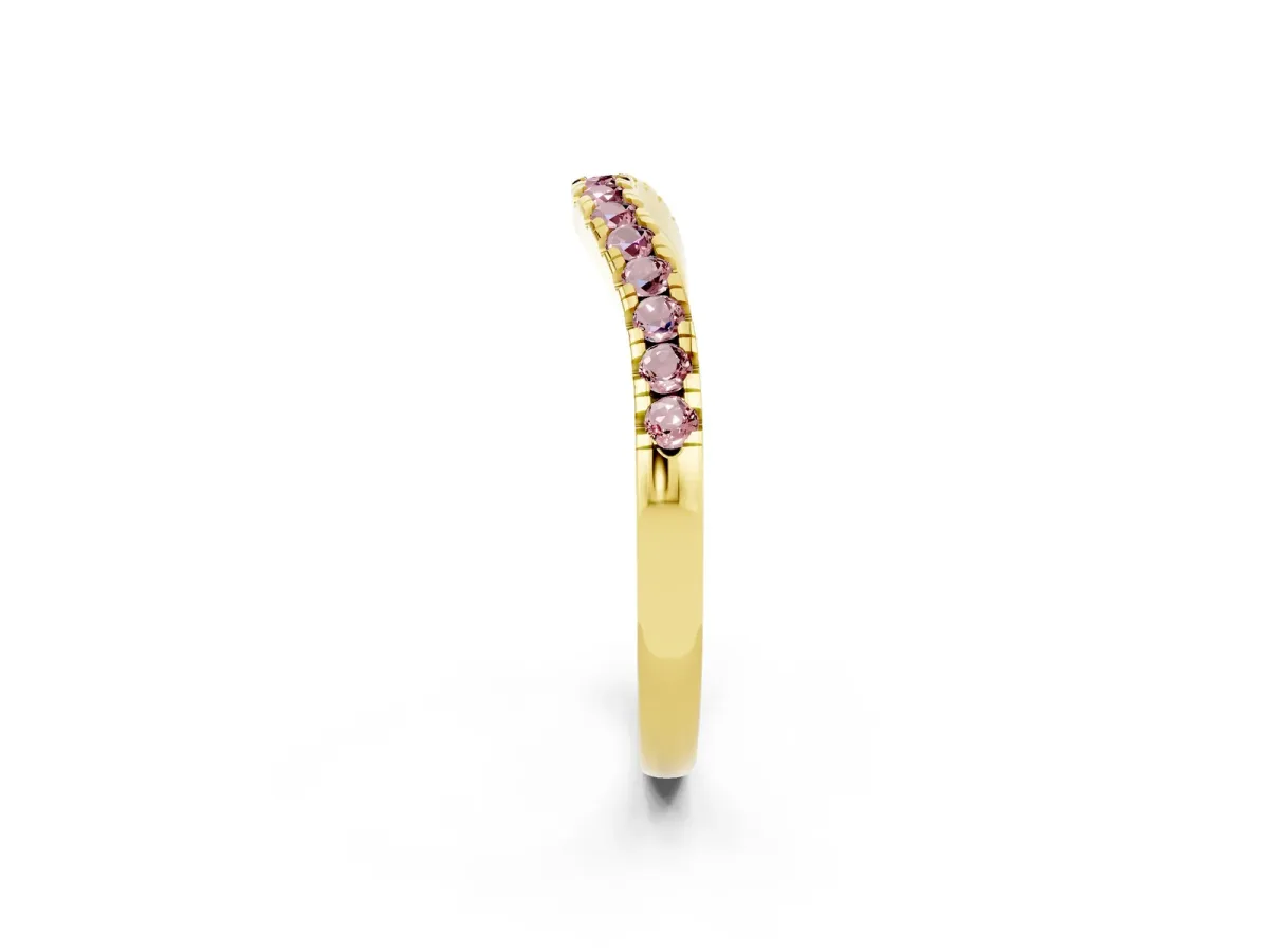 Morganite Pavé Curved Wedding Band Yellow gold