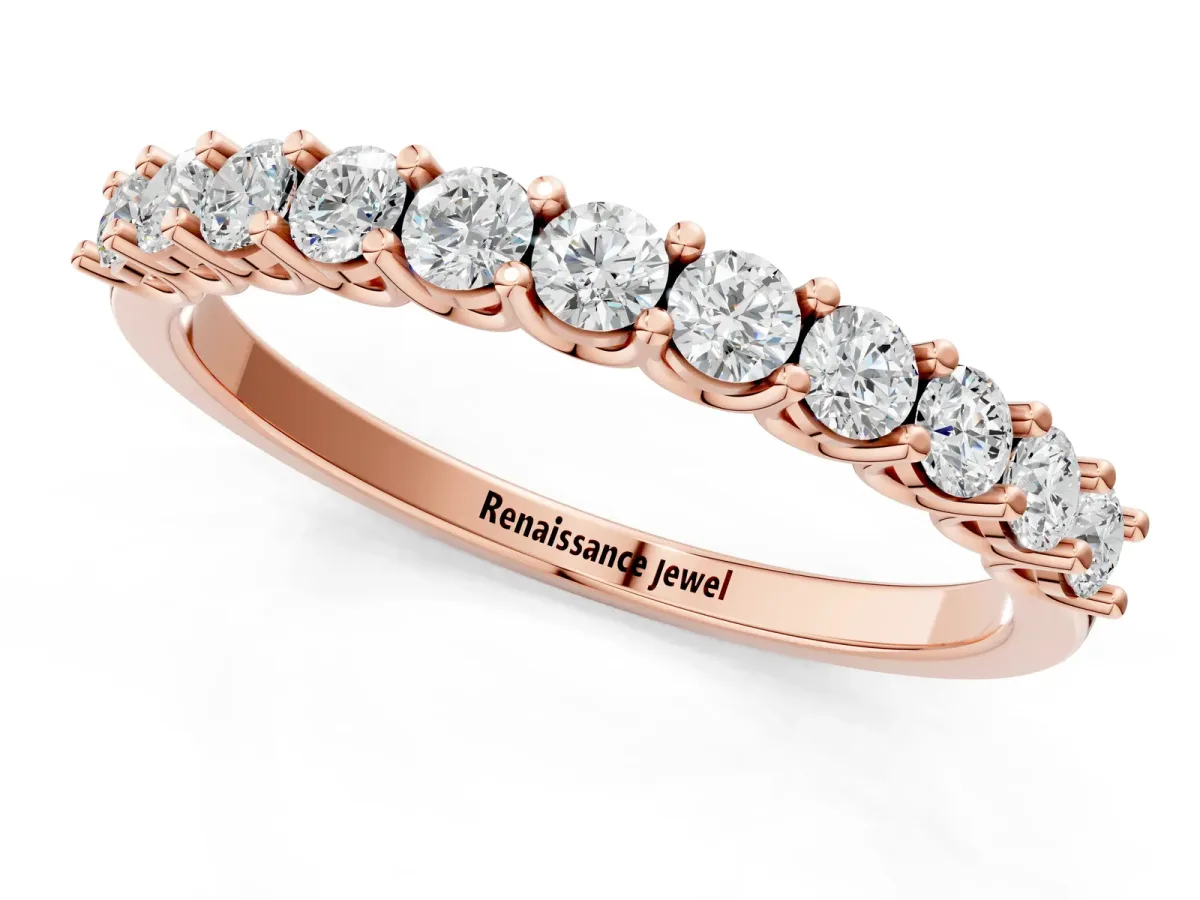 Round Diamond Pavé Half-Eternity Band Rose gold