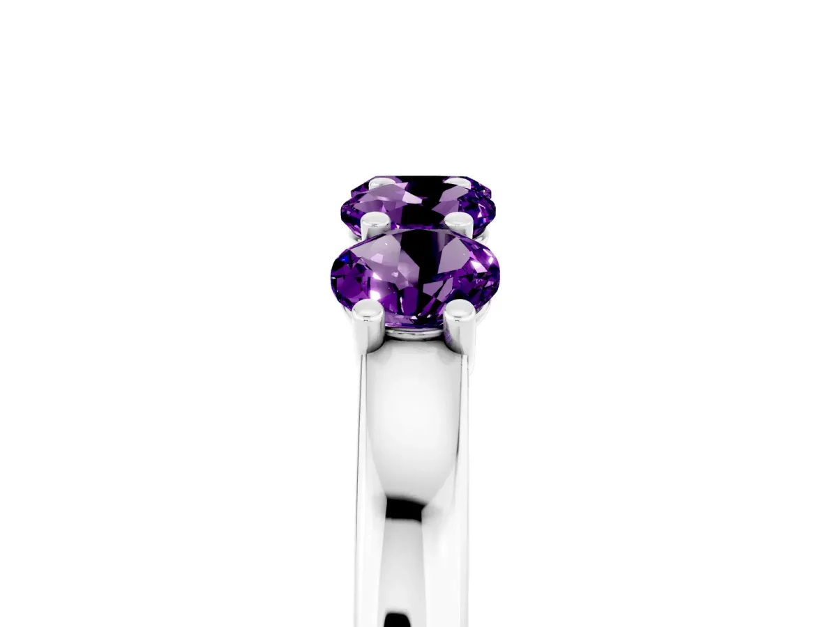 Four-Stone Round Amethyst Prong-Set Band White gold