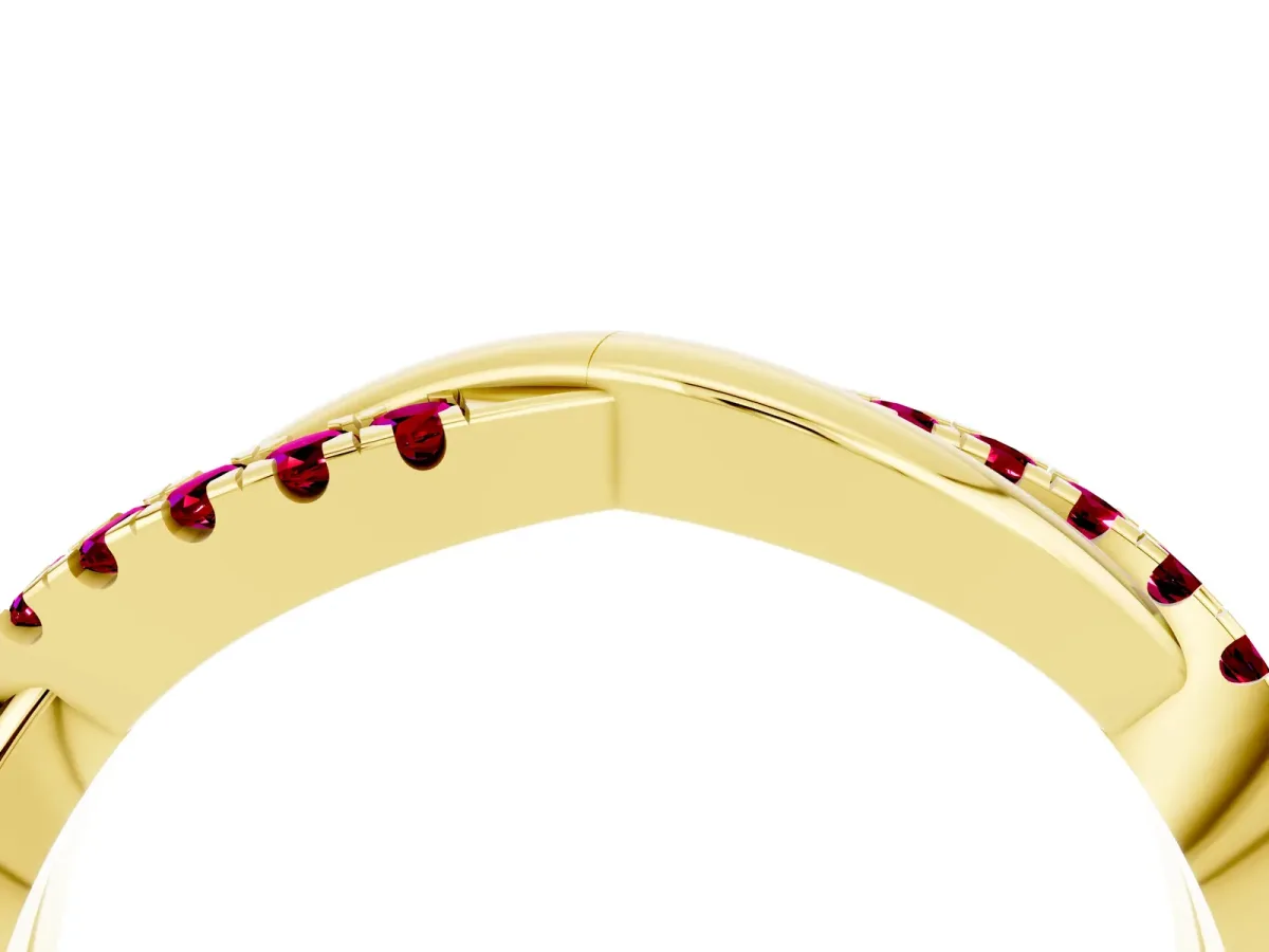 Round Garnet Twisted Infinity Band with Prong Setting Yellow gold