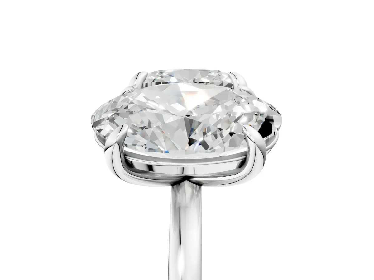 Oval and Cushion Toi Moi Ring with Prong Setting and Plain Band Silver