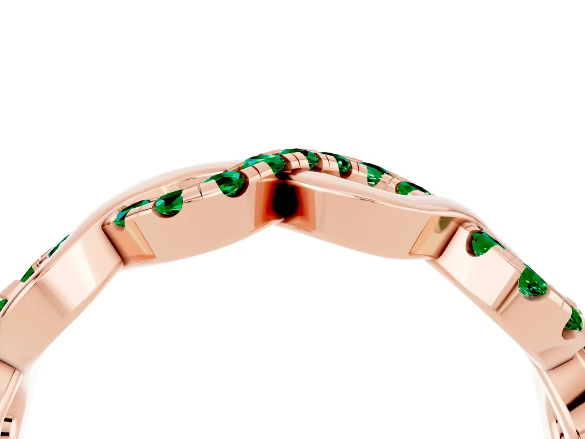 Twist Infinity Round Emerald Band with Pavé Setting Rose gold