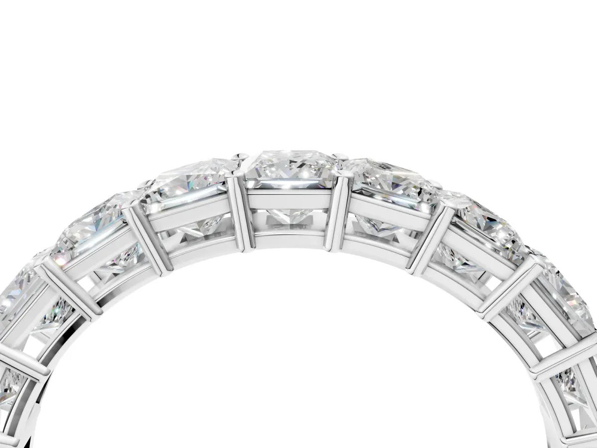 Princess Cut Eternity Band with Shared Prong Setting White gold