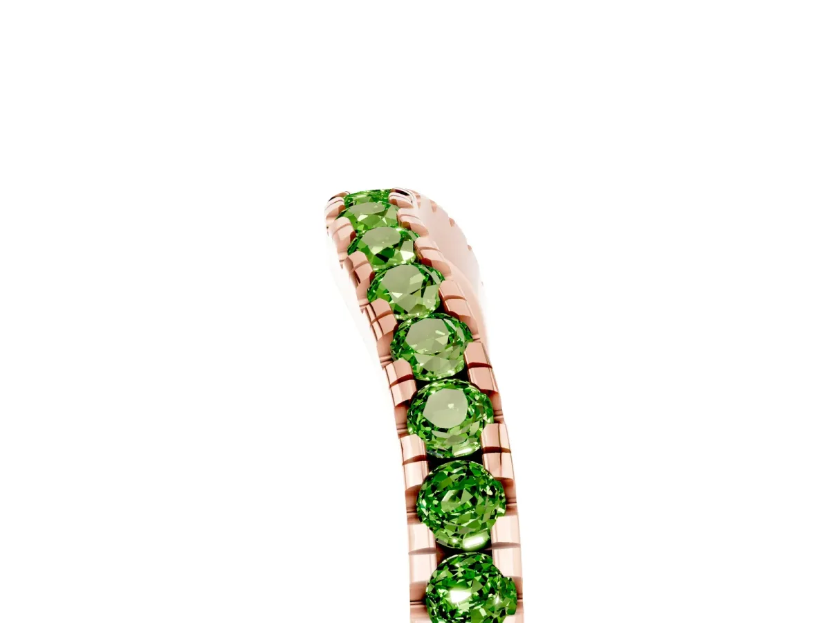 Peridot Pavé Curved Wedding Band Rose gold