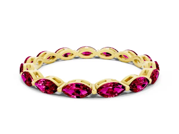 Marquise Garnet Eternity Band with U-Prong Setting Yellow gold