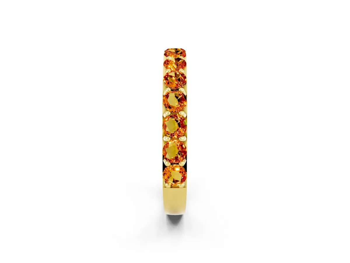 Round Citrine Half Eternity Band with Classic Prong Setting Yellow gold