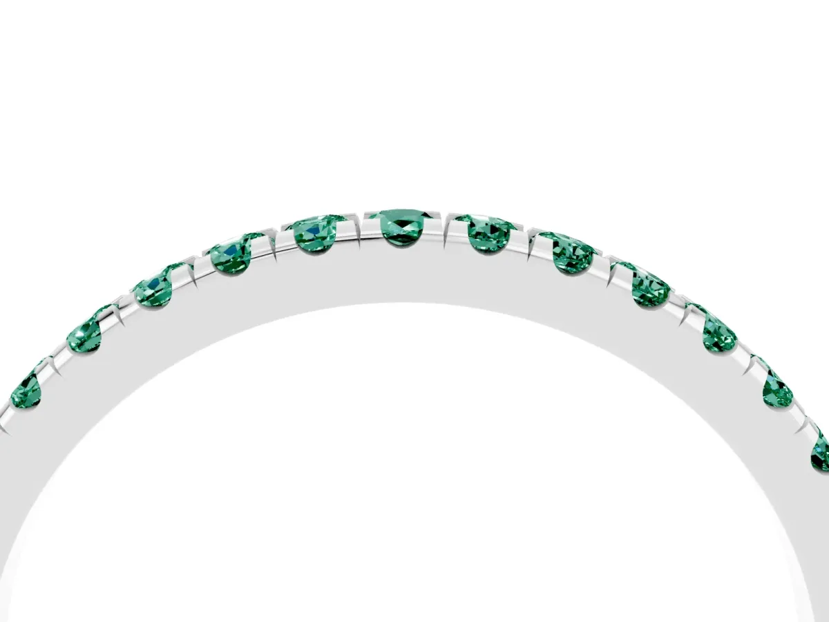 Pavé Round Green Sapphire Half Eternity Band with Shared Prong Setting Platinum