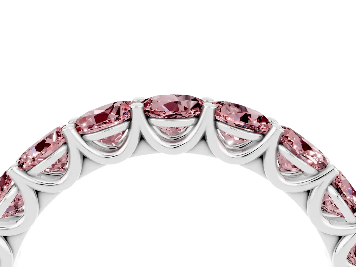 Round Morganite Shared Prong Eternity Band Platinum