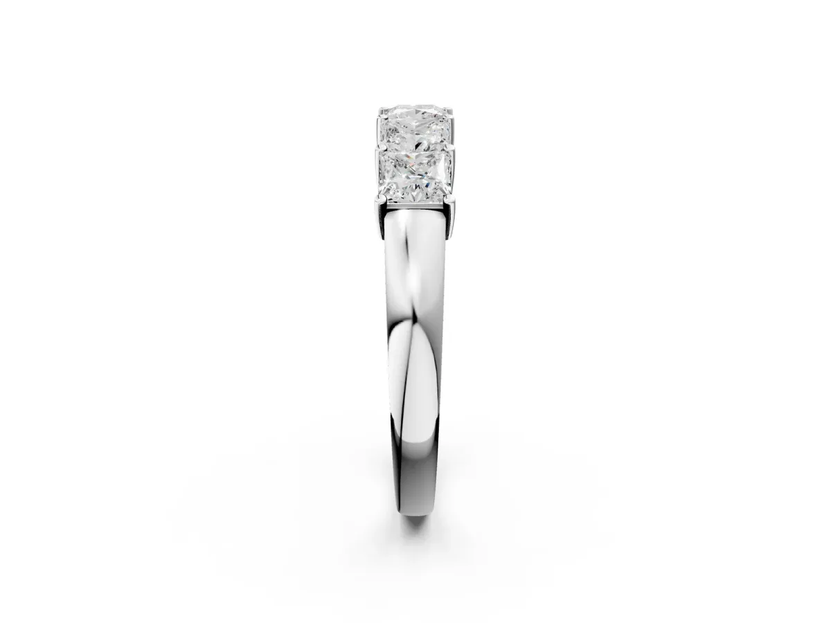 Princess Cut Five-Stone Diamond Band with Prong Setting Silver