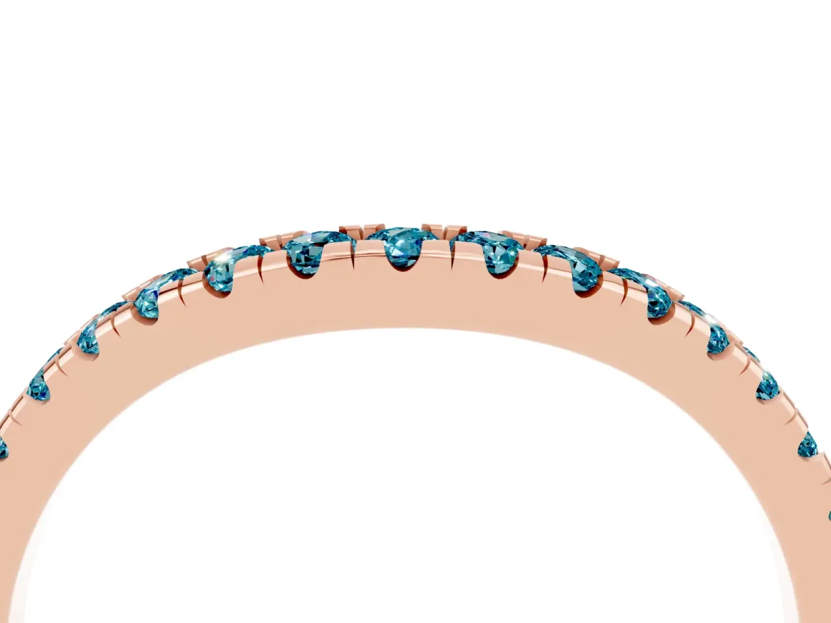 Blue Topaz Pavé Curved Wedding Band Rose gold