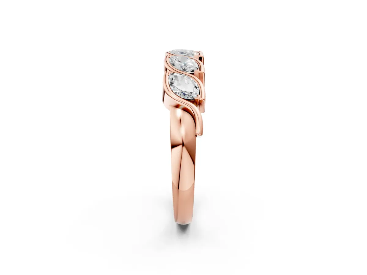 Marquise Diamond Wave Band with Channel Setting Rose gold