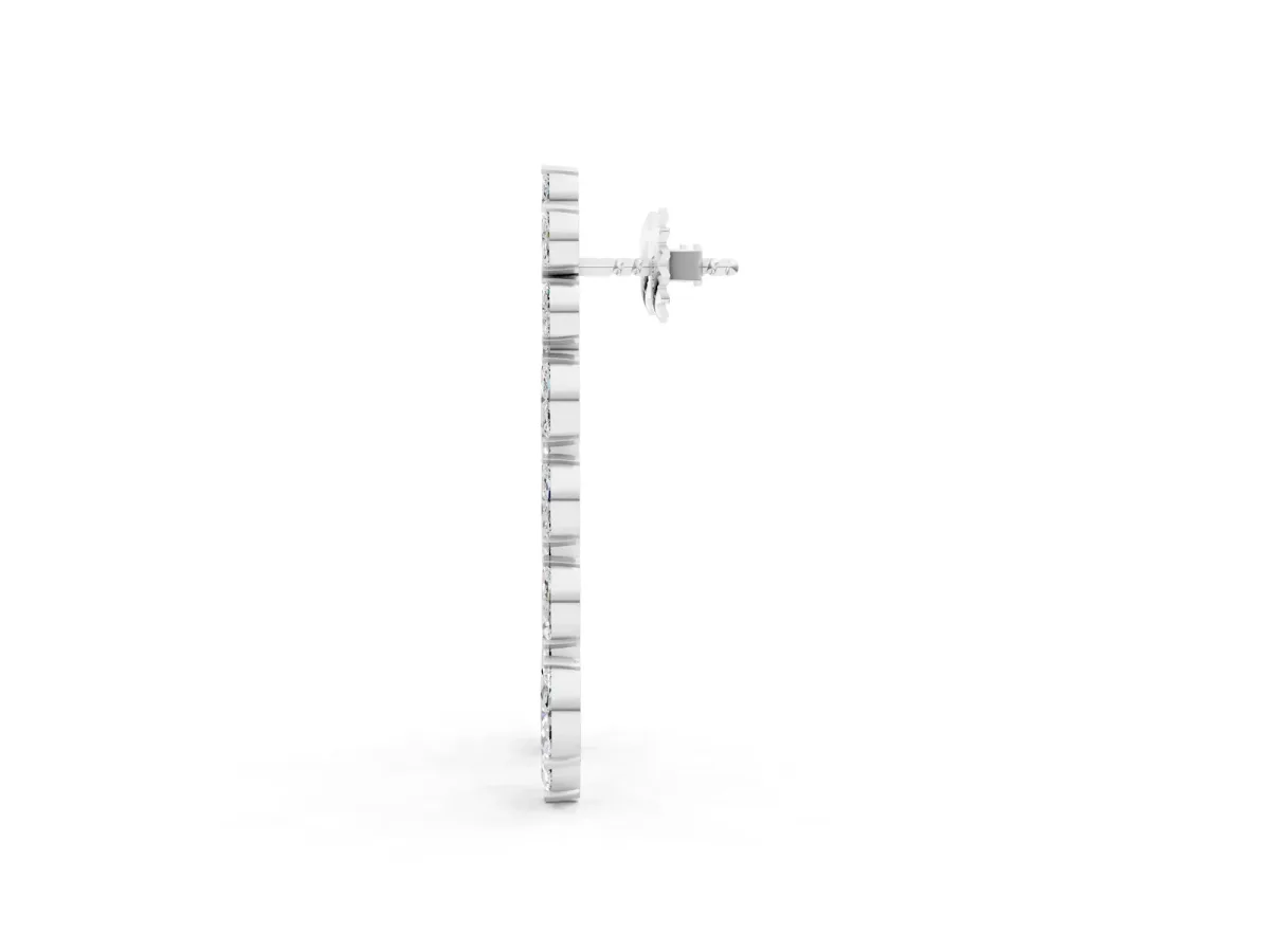 Marquise Diamond Linear Drop Earrings Silver