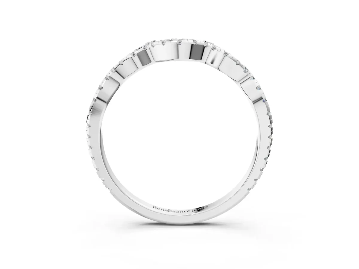Pavé Round Diamond Curved Eternity Band White gold