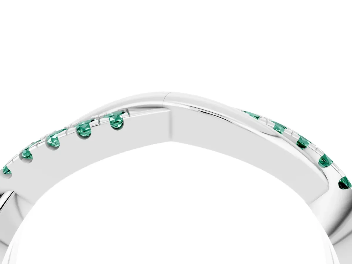Round Green Sapphire Twisted Infinity Band with Prong Setting Platinum