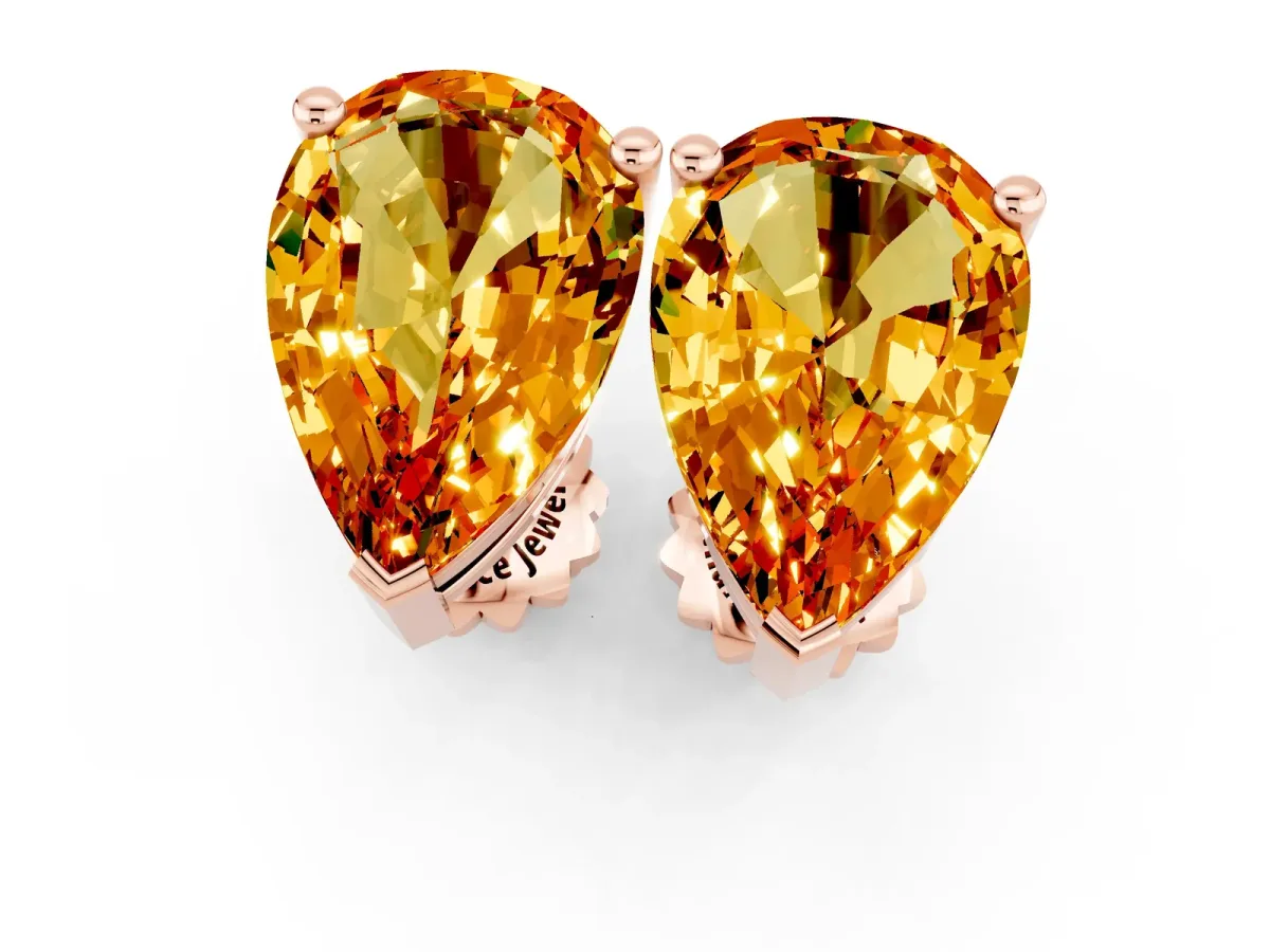 Pear Cut Citrine Stud Earrings Rose gold