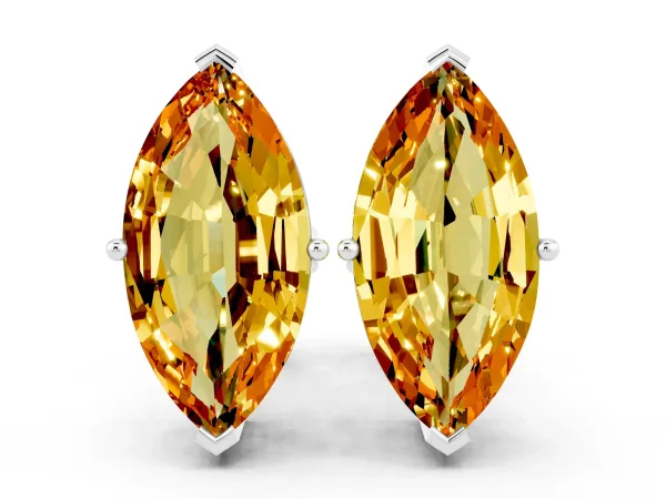 Marquise Cut Citrine Stud Earrings Platinum