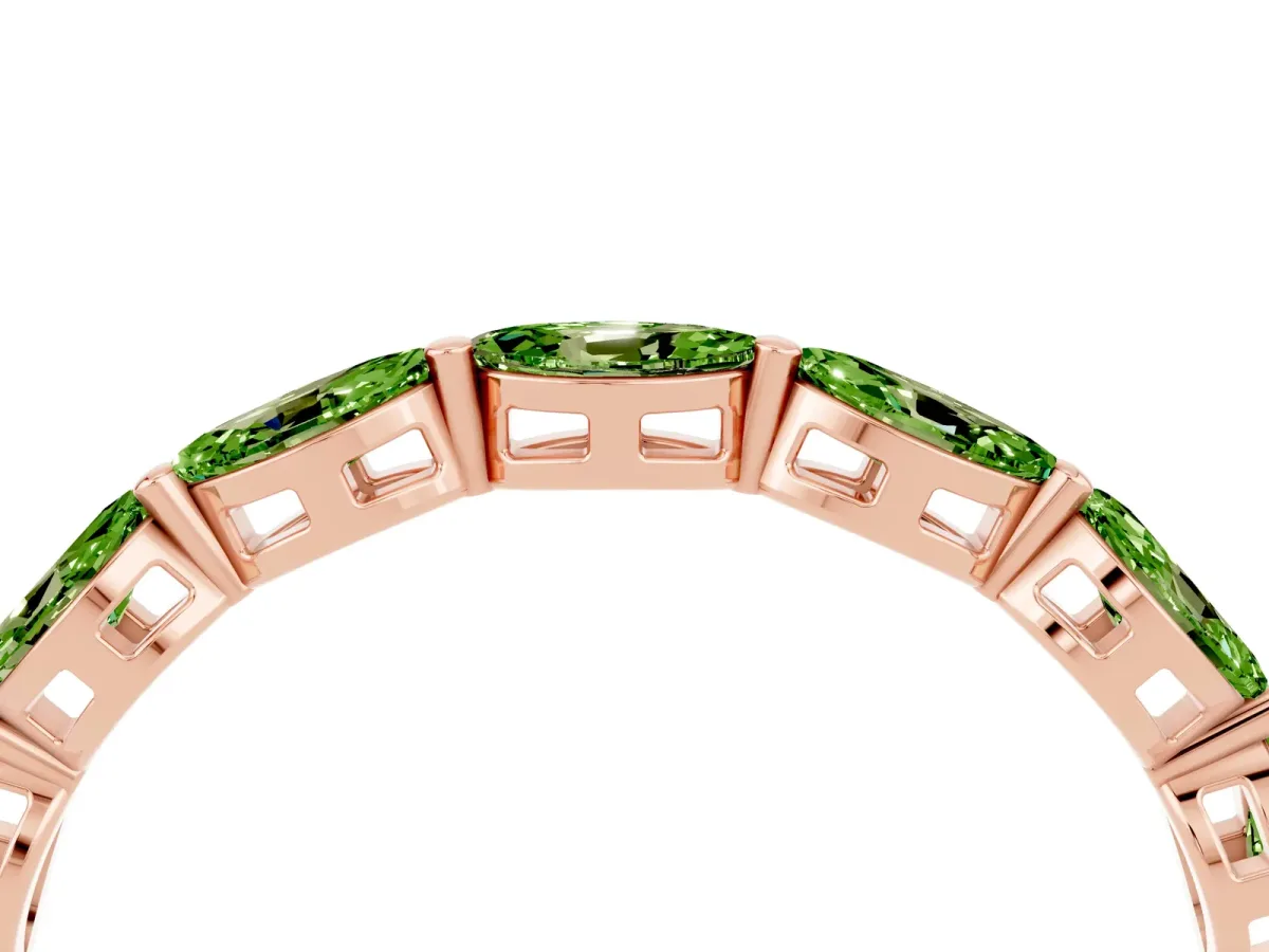 Marquise Peridot Eternity Band with U-Prong Setting Rose gold