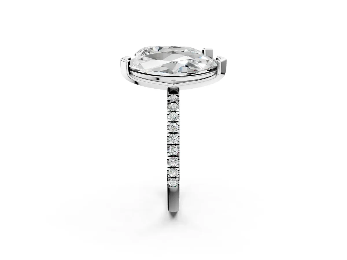 Pear and Marquise Toi Moi Ring with Prong Setting and Micro Pave Band Silver