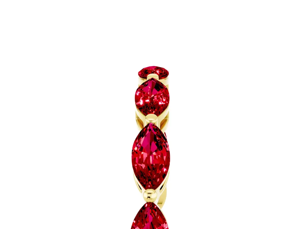 Marquise Ruby Eternity Band with U-Prong Setting Yellow gold