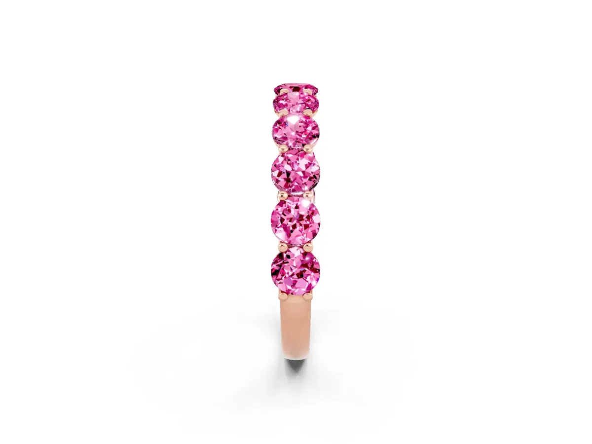Round Pink Sapphire Shared Prong Eternity Band Rose gold