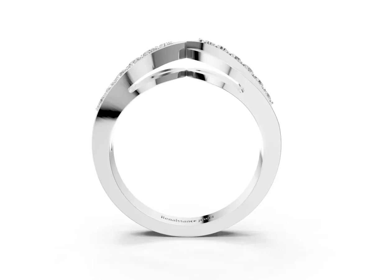 Twist Pave Round Diamond Infinity Band with Channel Setting Silver