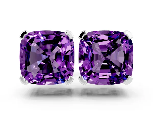 Cushion Cut Amethyst Stud Earrings Platinum