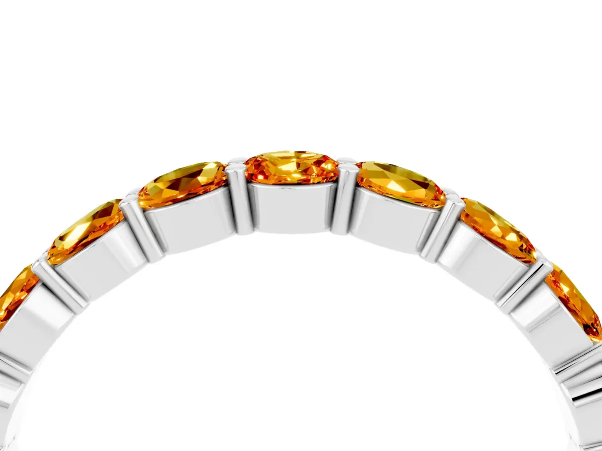 Round Citrine Eternity Band with U-Prong Setting Platinum
