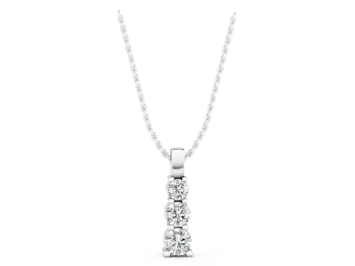 Round Diamond Vertical Prong Pendant White gold