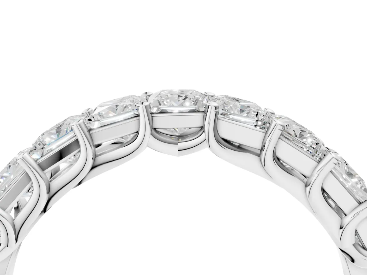 Princess Cut Diamond Channel-Set Eternity Band with Prong Setting Silver