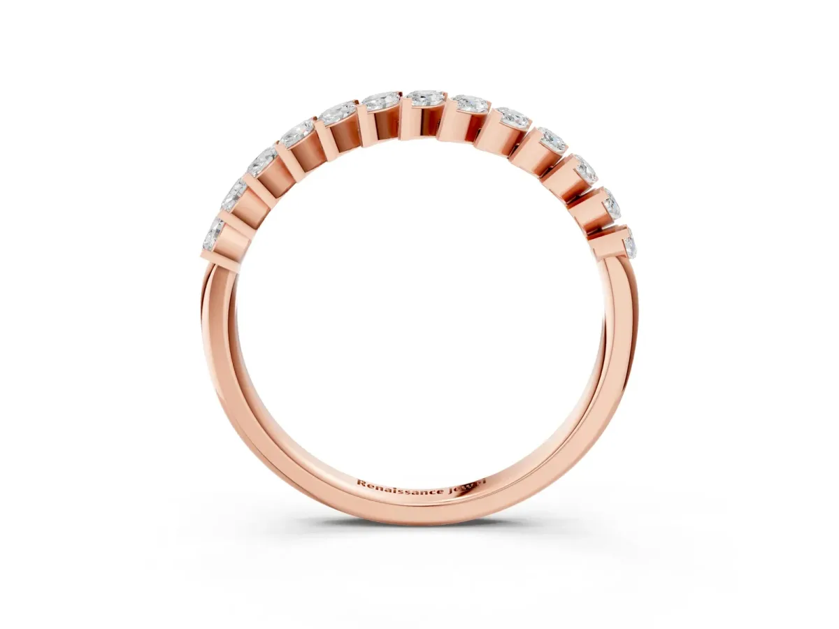 Marquise Diamond Half-Eternity Band with Shared Prong Setting Rose gold