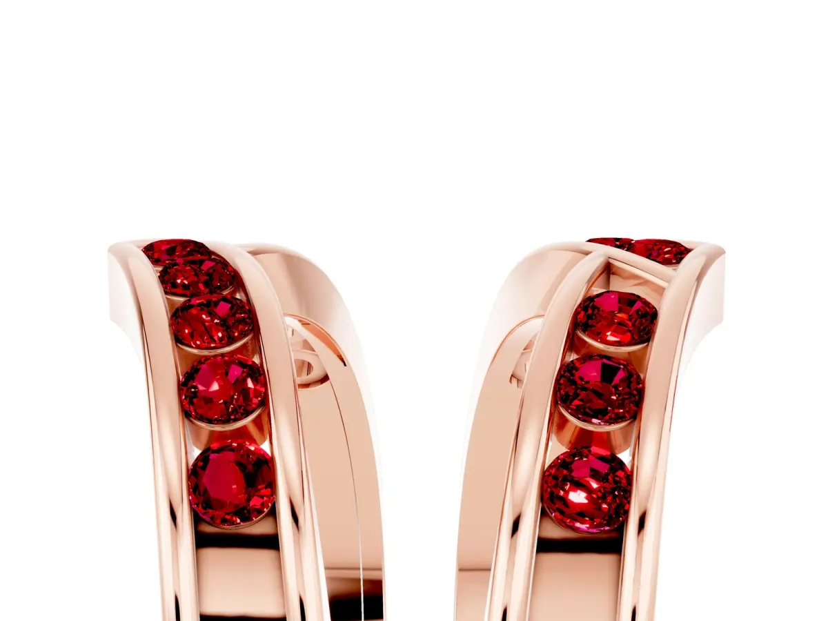 Round Ruby Channel-Set Chevron Band Rose gold