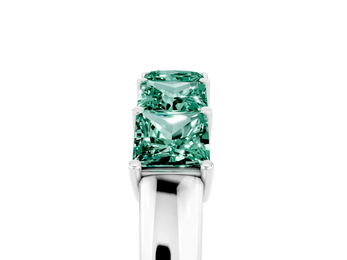 Princess Cut Five-Stone Green Sapphire Band with Prong Setting Platinum