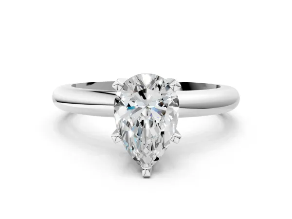Round Cut and pear toi moi ring White gold