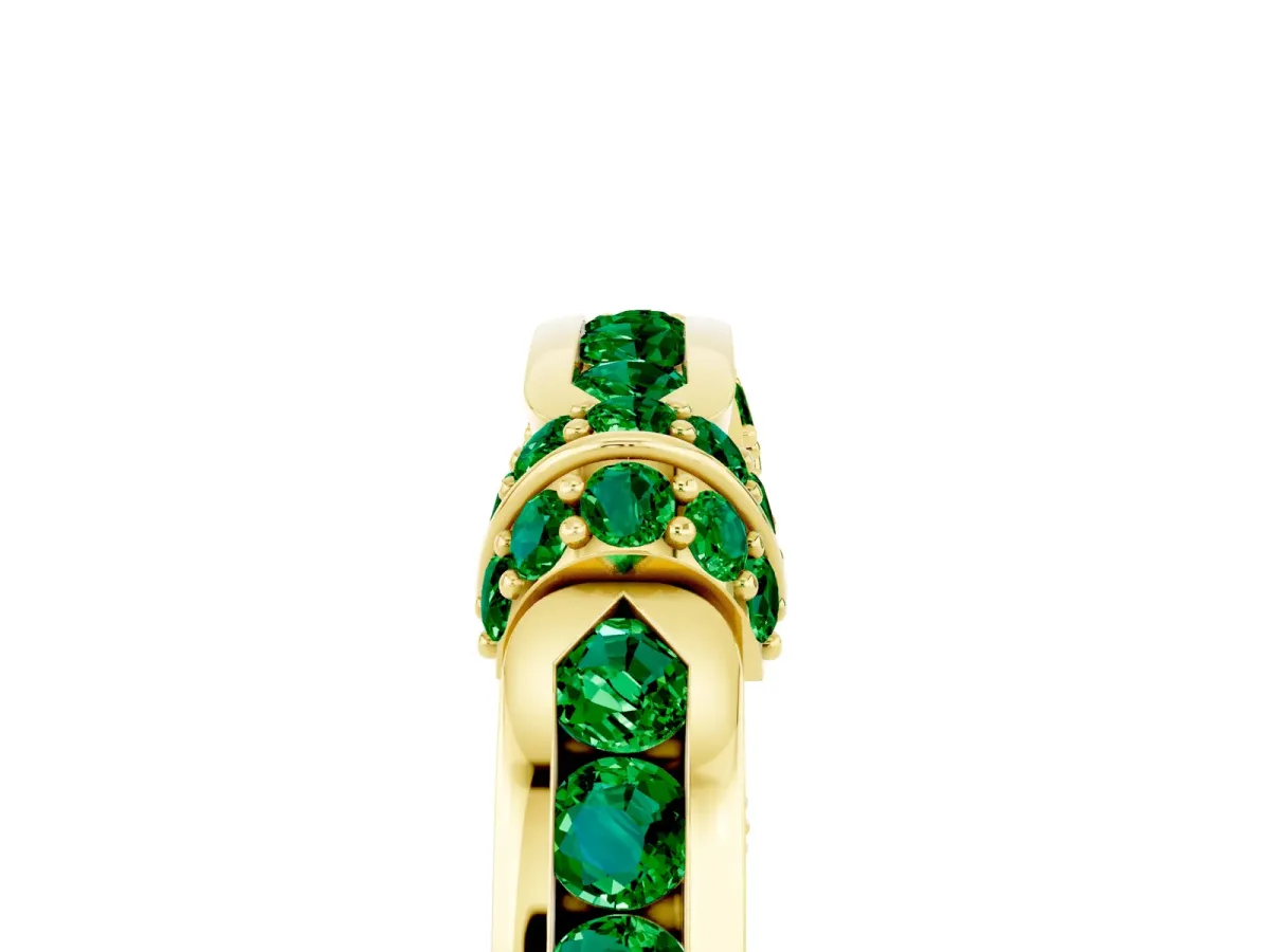 Pavé Round Emerald Link Band with Bezel Setting Yellow gold
