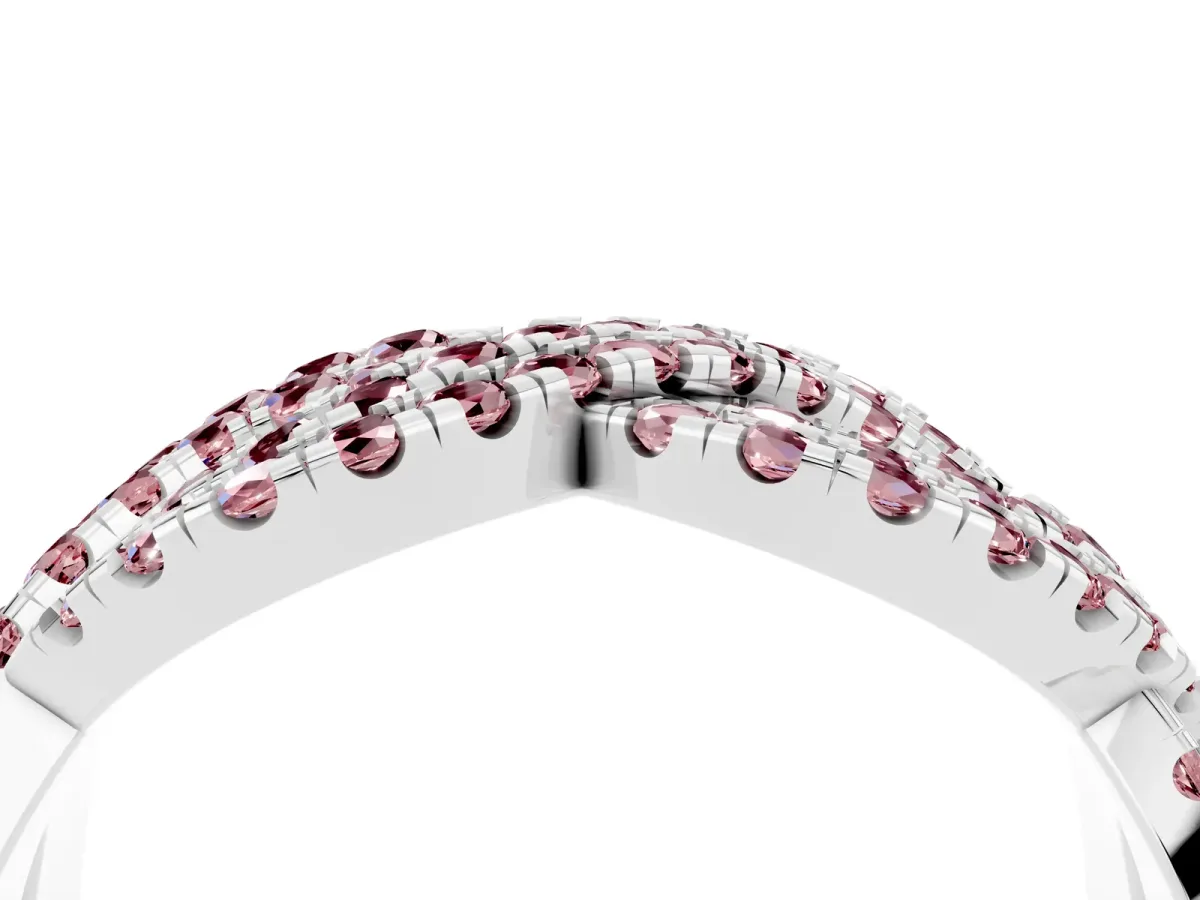 Pavé Round Morganite Infinity Twist Band with Shared Prong Setting Platinum