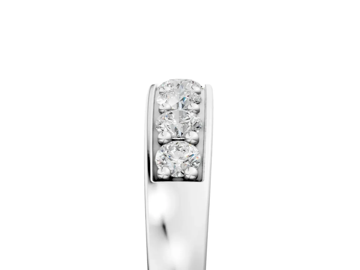 Channel-Set Round Diamond Comfort Fit Band Silver